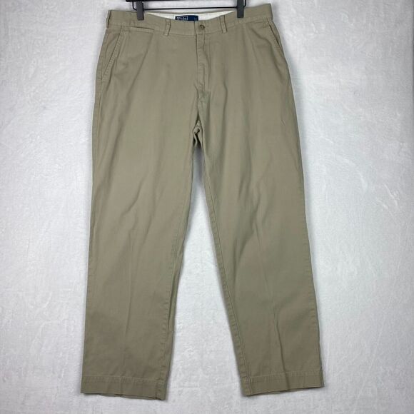 Ralph Lauren Pants Mens Size 36X30 Beige Straight Leg Flat Front 100% Cotton - Picture 1 of 15
